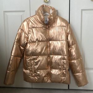 old navy metallic puffer jacket